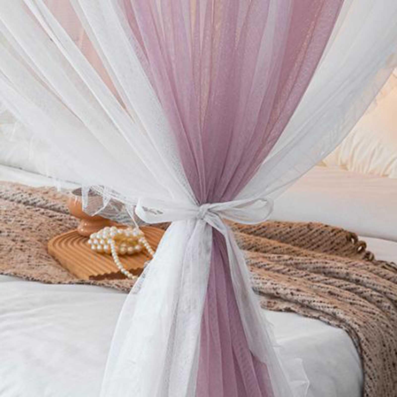 Generico Lussuosa zanzariera Rosa a baldacchino per Letto, con Doppia Decorazione a Volant, in Rete e Tessuto, Perfetta per arredare la Camera da Letto, 150x200 cm, Elegante Protezione dagli Insetti.