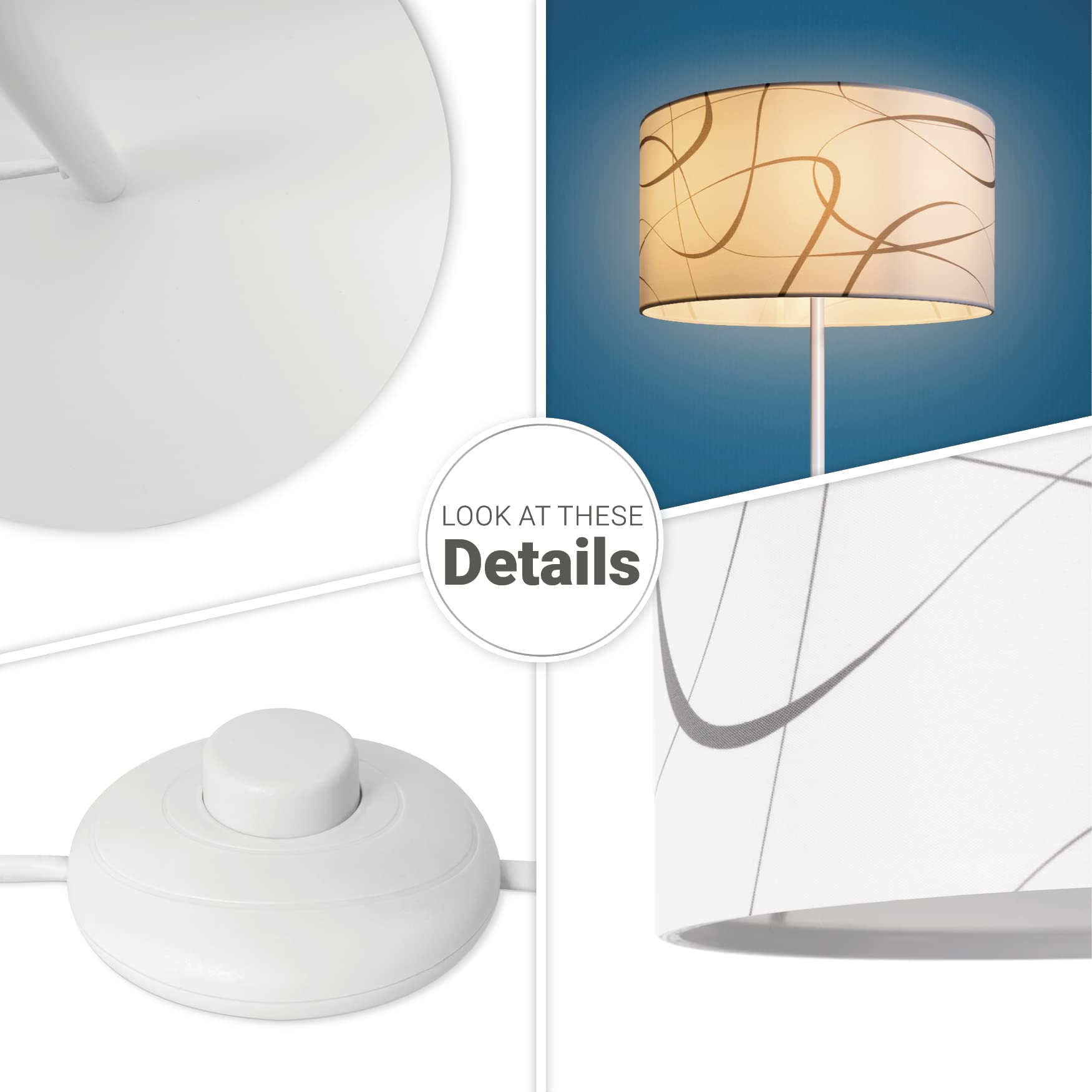 Paco Home Lampada Da Terra Soggiorno Paralume Tessuto Da