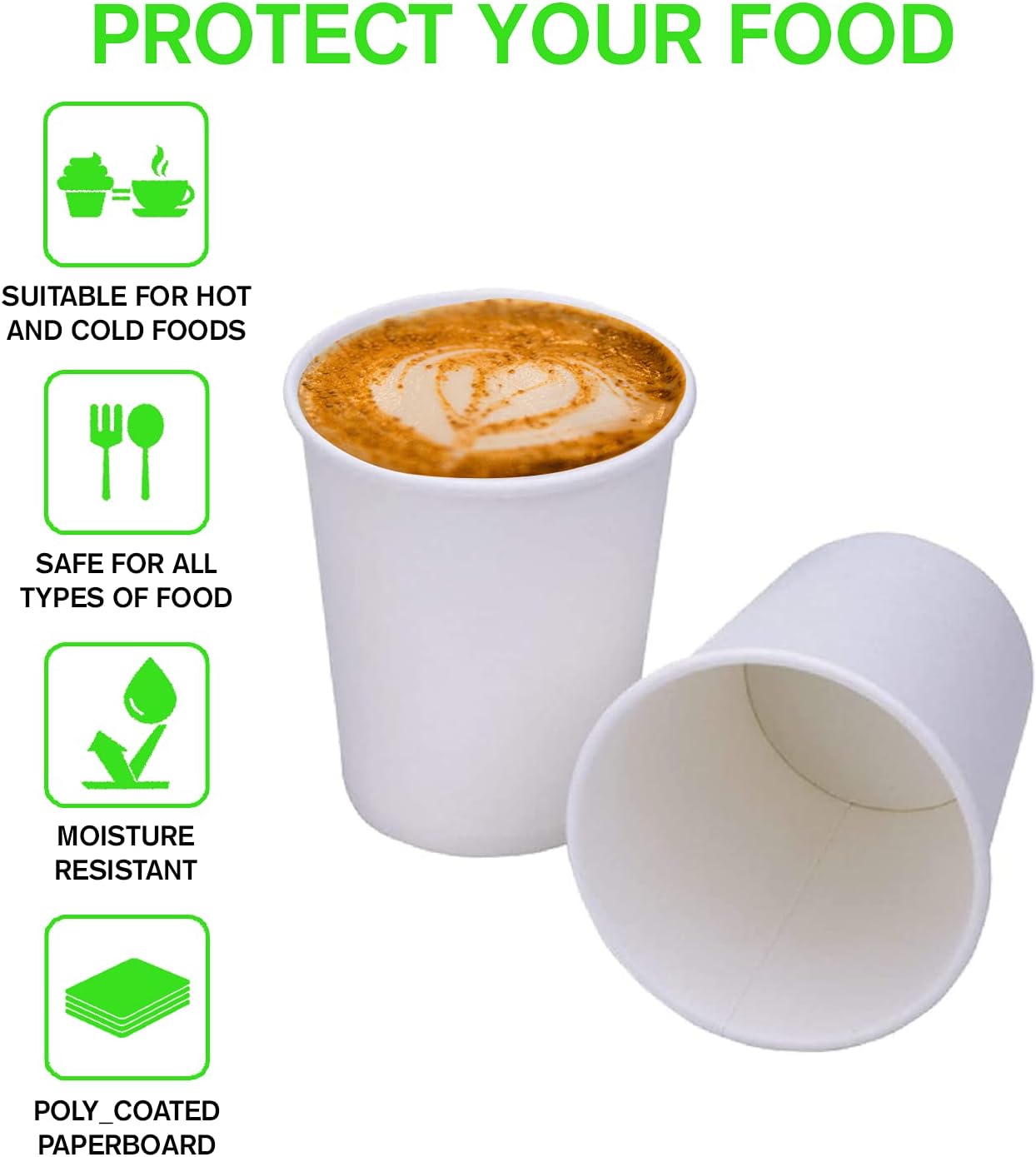 Smygoods White Disposable Paper Coffee Cups with Lids (10 OZ, 25 Count) For Hot Beverages, Tea, Espresso, Cocoa - To Go Drink Containers, Café & Office - Image 2