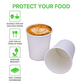 Smygoods White Disposable Paper Coffee Cups with Lids (10 OZ, 50 Count) For Hot Beverages, Tea, Espresso, Cocoa - To Go Drink Containers, Caf & Office