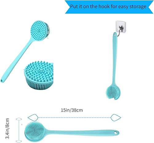 Miniatura 2 de Depurador de espalda de silicona para ducha, depurador corporal con cerdas suaves para hombres y mujeres, cepillo de baño de mango largo, exfoliante