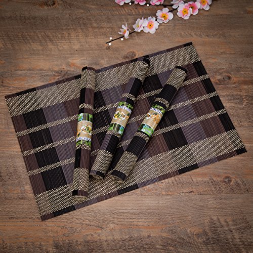 Thy Collectibles Eco-Friendly 18" X 12" Bamboo Table Place Mats Non-Slip Table Decor Mats For Kitchen Dining Room, Set Of 4 Multicolor #TOP28
