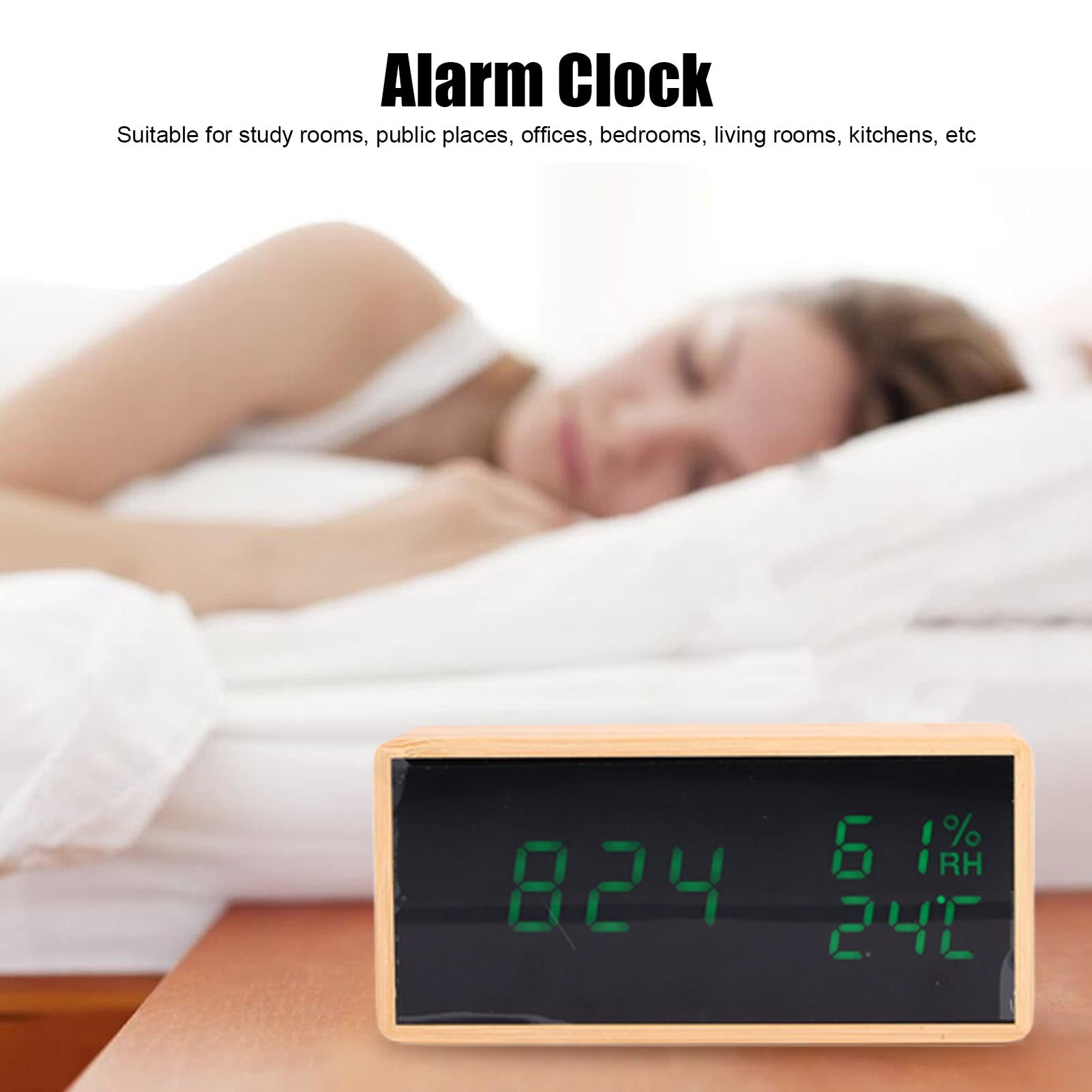 0 Despertador, Despertador para Dormitorio, Reloj Electrónico Temperatura Humedad LED Reloj Digital Control De Sonido Despertador, Funciona con Pilas Regalo de San Valentín