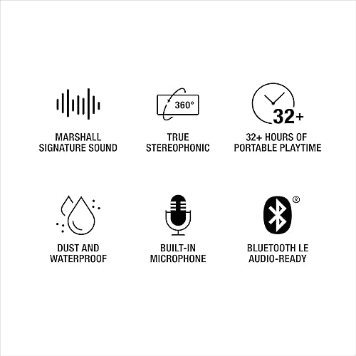 Miniatura 12 de Marshall Emberton III - Altavoz Bluetooth portátil, diseño resistente al agua IP67, sonido estéreo fuerte, graves profundos con tiempo de