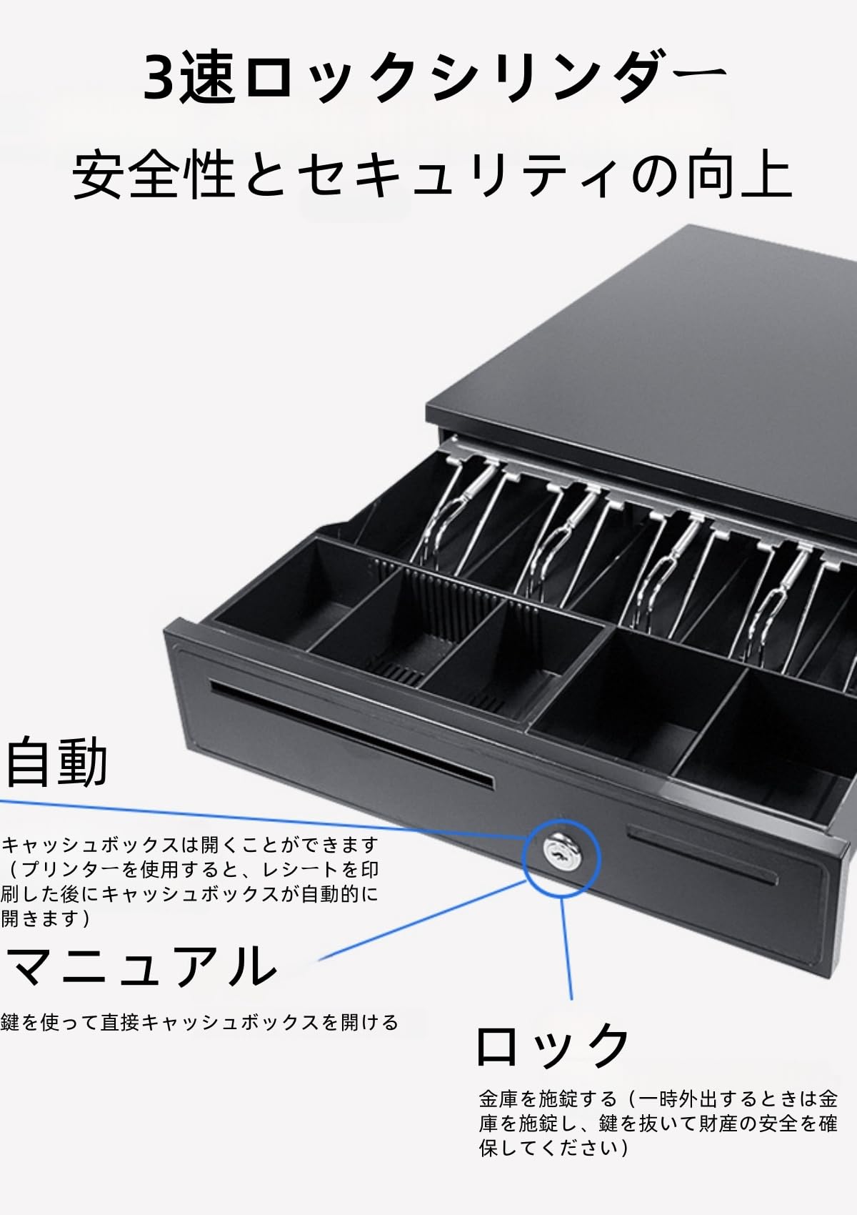 Amazon.co.jp: キャッシュドロワー 小型 自動+手動 エアテラー 紙幣3枚、コイン6枚対応 長さ42CM 幅40.5cm 高さ10cm  ブラック キャッシュレジスタードロワー レジ (ブラック) [並行輸入品] : おもちゃ