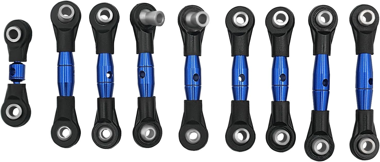 RC Aluminum Alloy Tie Rods Suspension Rods Linkage Rod Pull Rod Tie Rod Compatible with 1/10 TRA-XXAS 4-TEC 2.0 RC Car Upgrade Parts (Blue)