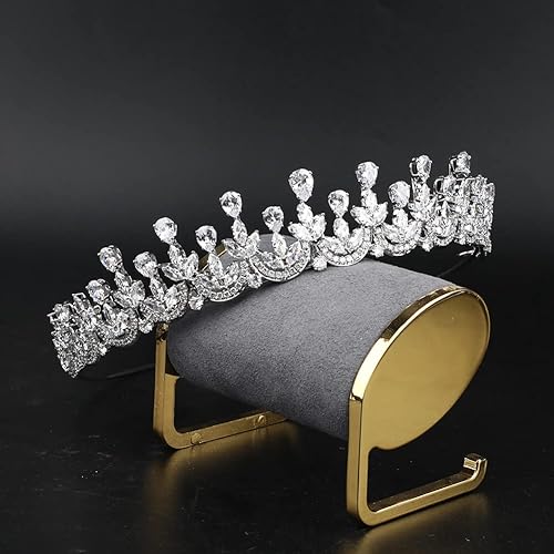 Miniatura 5 de Coronas de boda pequeñas con circonita 5A brillante para mujeres y niñas, tiaras de membrillo de princesa con circonita cúbica dulce 16, diadema de