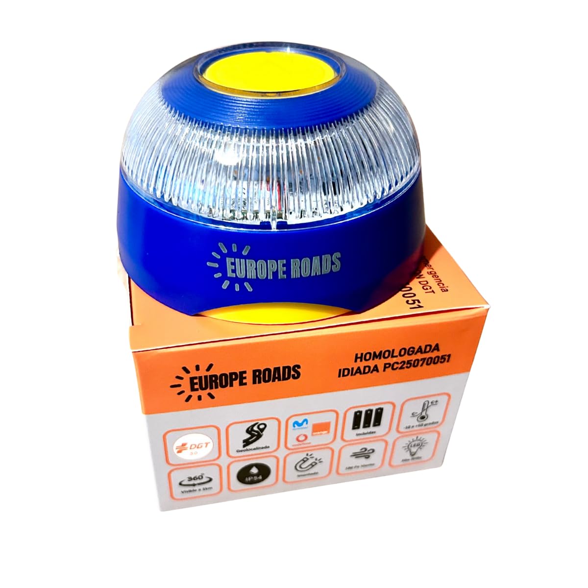 Pack of 2 Beacon V16 approved DGT Emergency Light with Geolocation 3.0, mandatory in 2026 – Connected with DGT 3.0, V-16 Signal for Cars, Data Plan Included, Magnetized IP54, Compliant Regulations