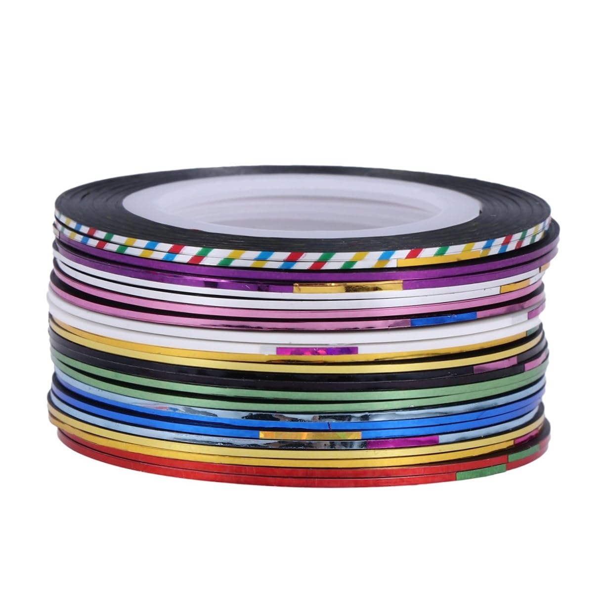 SOESFOUFU 30 Rolls Tape Line Nail Art Thin Holographic Nail Tapes for Press DIY Striping Rolls Silver and Gold Thread
