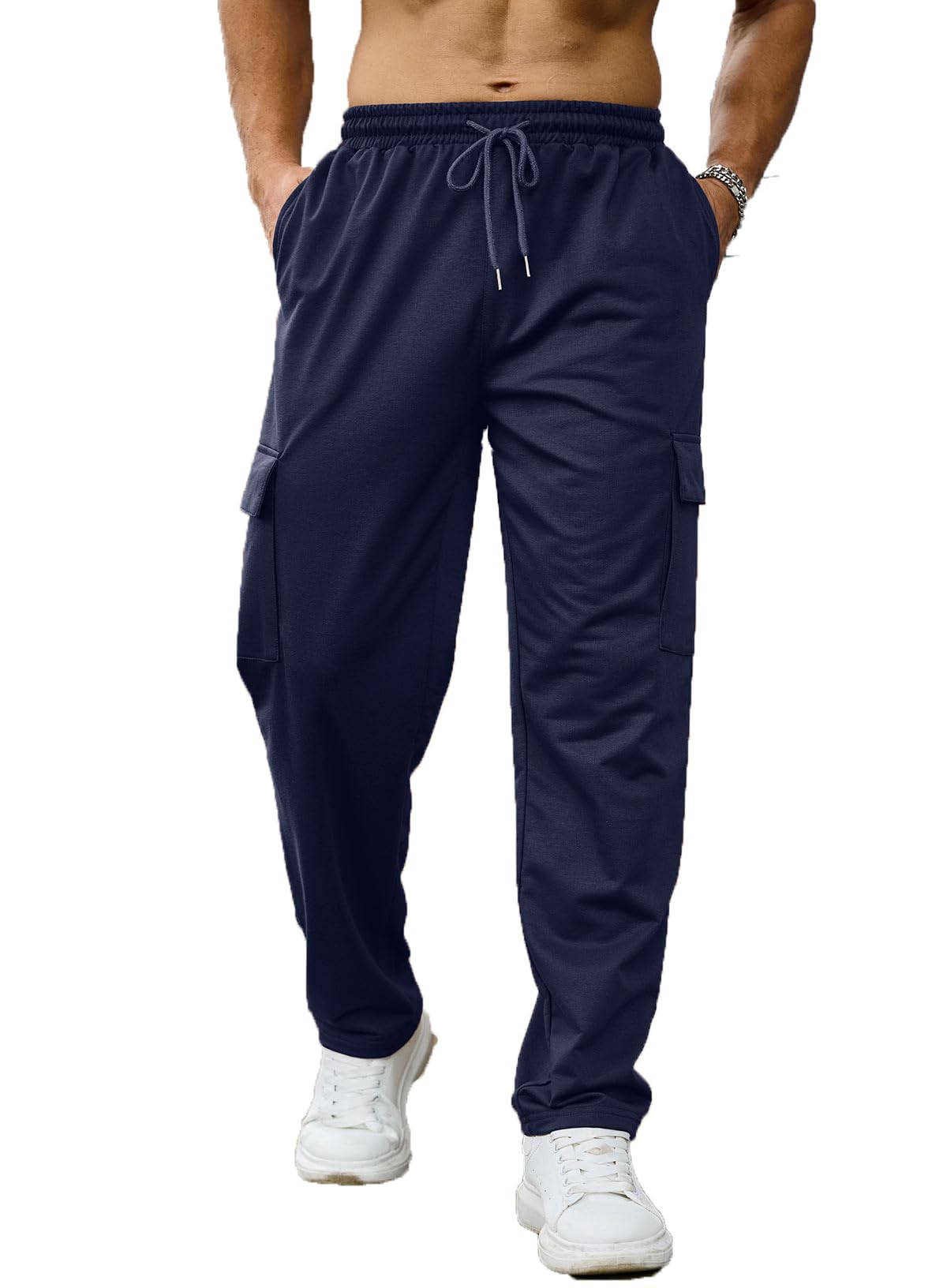 Halfword Sportivi Pantaloni Uomo Cargo Jogging Tuta Lunghi Cotone Chandal Allenamento Coulisse Tasche Casual Sportswear