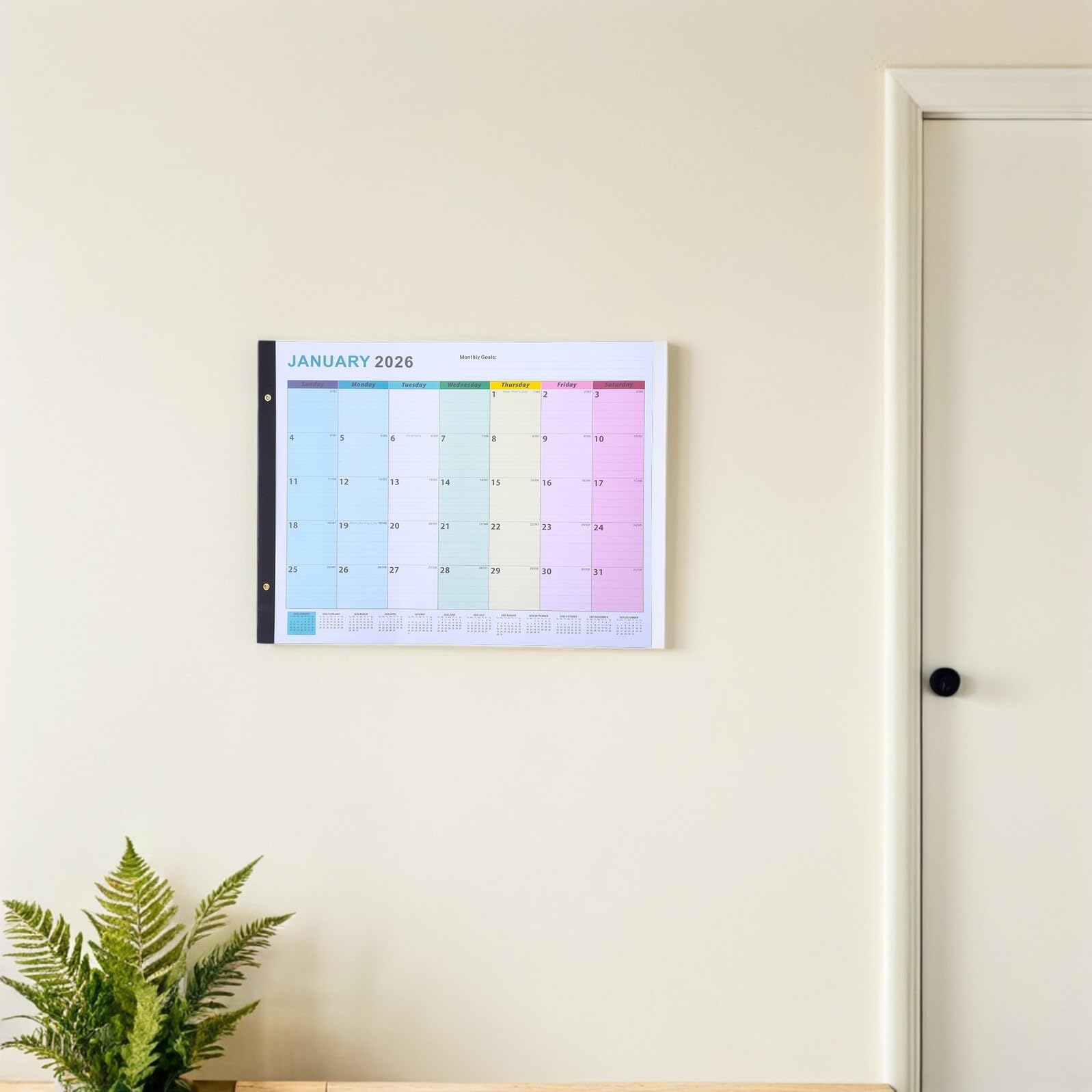 Cabilock Calendario Inglés de Pared Grande Meses Planificador de Calendario Mensual Hogar y Oficina Jumbo para Colgar la Pared