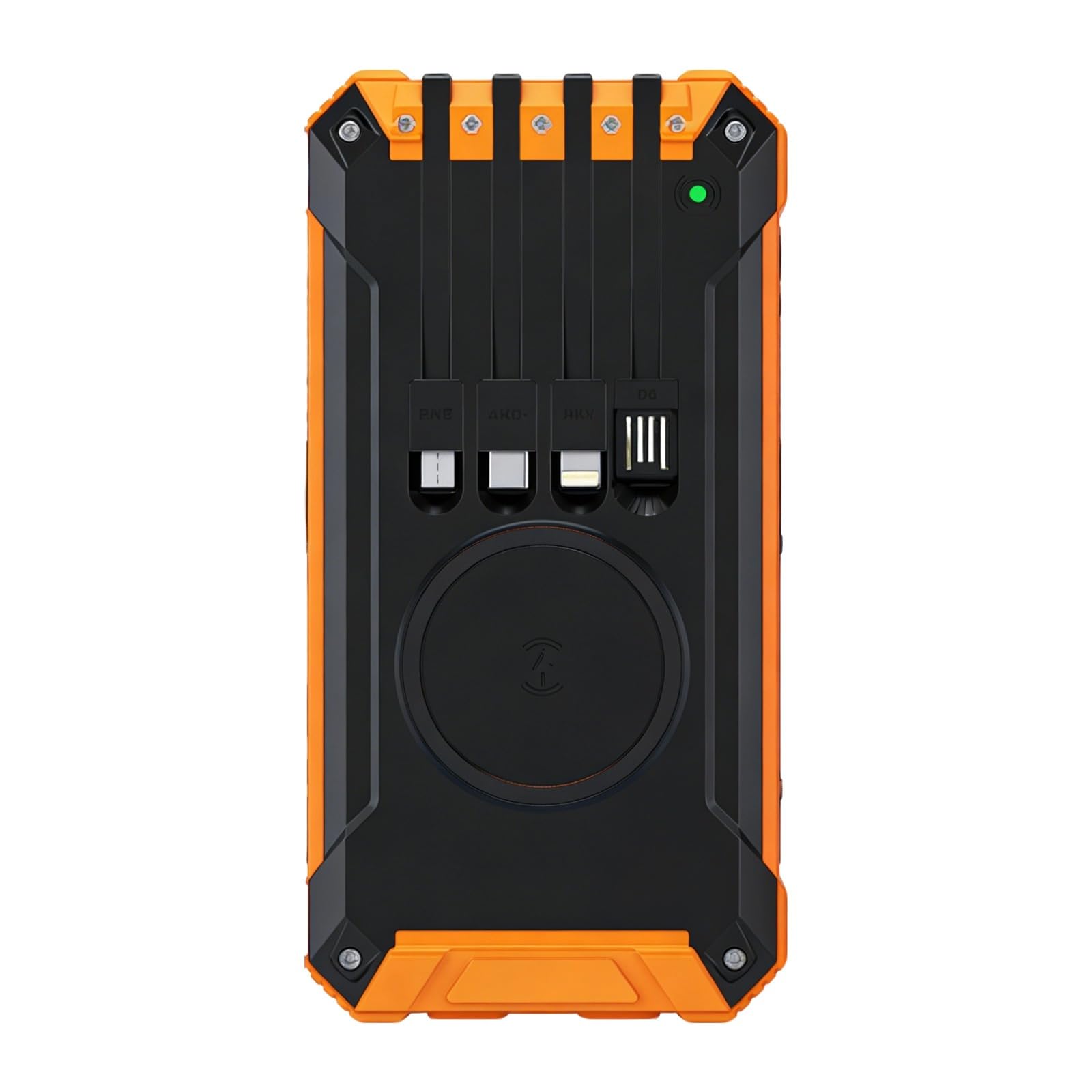 Banca solare di potere del caricatore 20000Mah, caricatore portatile con la ricarica senza fili, uscite doppie del Usb, Banca esterna arancione e nera di potere con le luci principali, 6.8 X