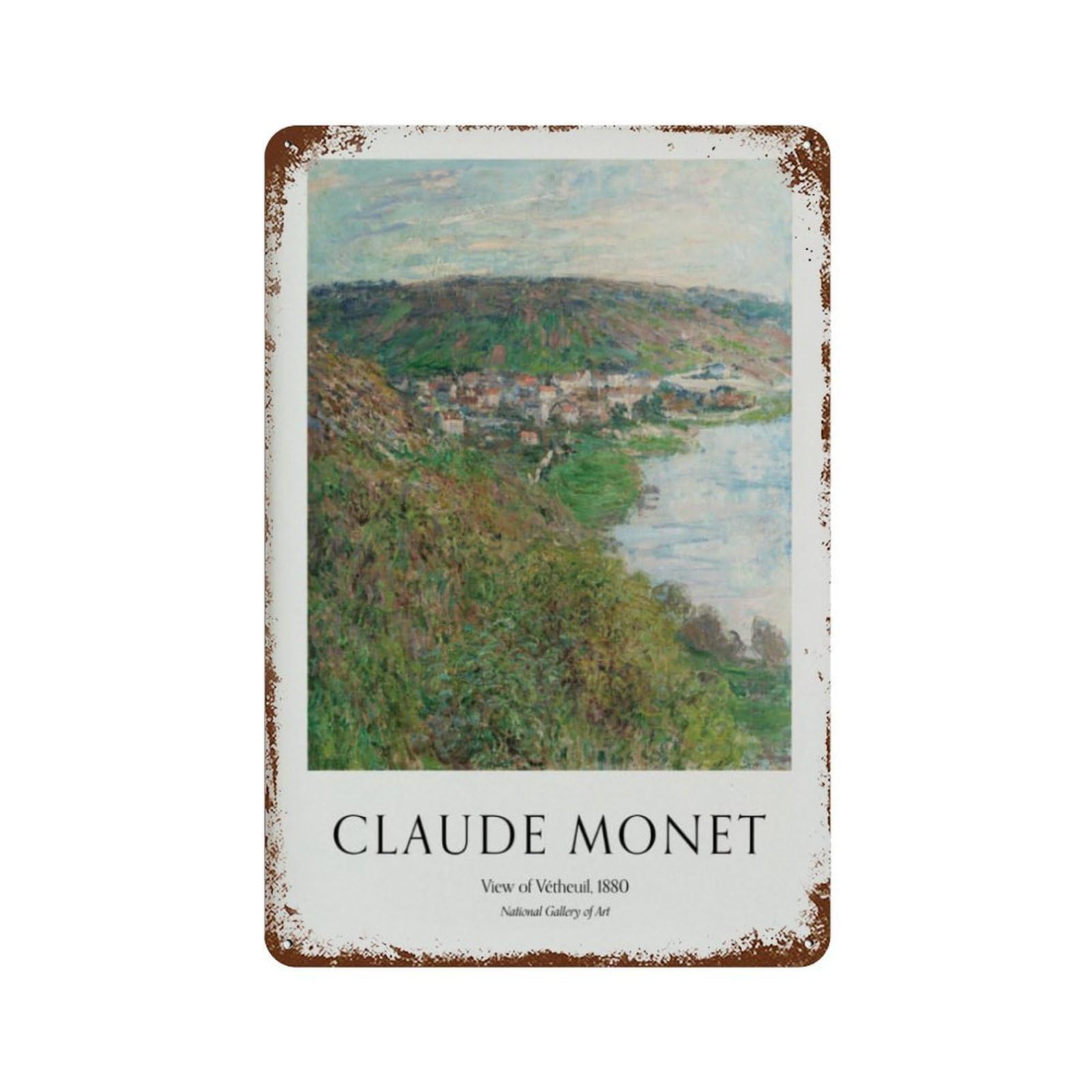 xiaoxiaoshen Claude Monet 'view of Vétheuil' Exhibition Wall Decor Art Metal Tin Poster Modern Home Decor Art Home Bar Shop Decorations Vintage Sign 30x20cm
