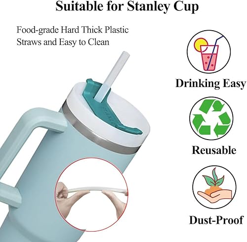 Miniatura 2 de Paquete de 4 popotes de repuesto para Stanley Yeti de 14203040 onzas, paquete de 4 popotes transparentes reutilizables con cepillo de limpieza,