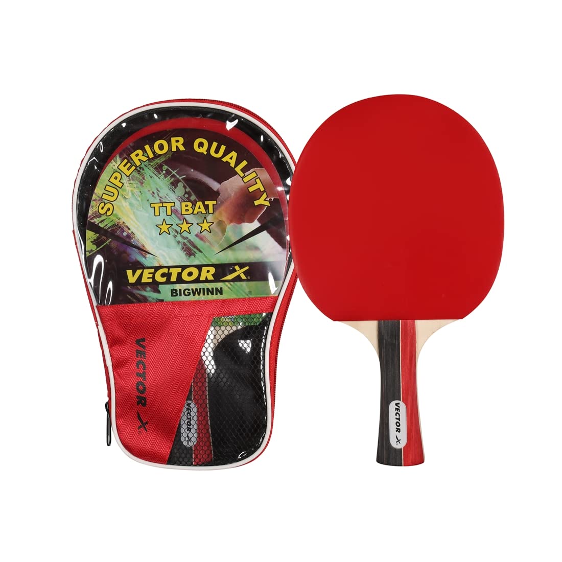 Vector X Bigwinn Table Tennis (T.T) Racket | Advanced TT Racquets| Black/Red Grip Designed Comfortable Wooden 1 Pc Table Tennis Bat- 3 Star (B09WVKSJ32) Amazon Price History, Amazon Price Tracker