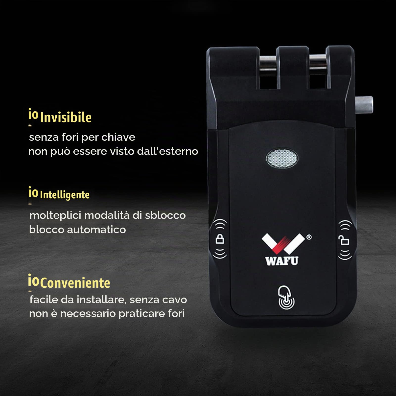 Serratura per porta intelligente, serratura elettronica senza chiave invisibile senza fili, con 2 chiavi del regolatore a distanza, design touch interno, nessun foro di blocco