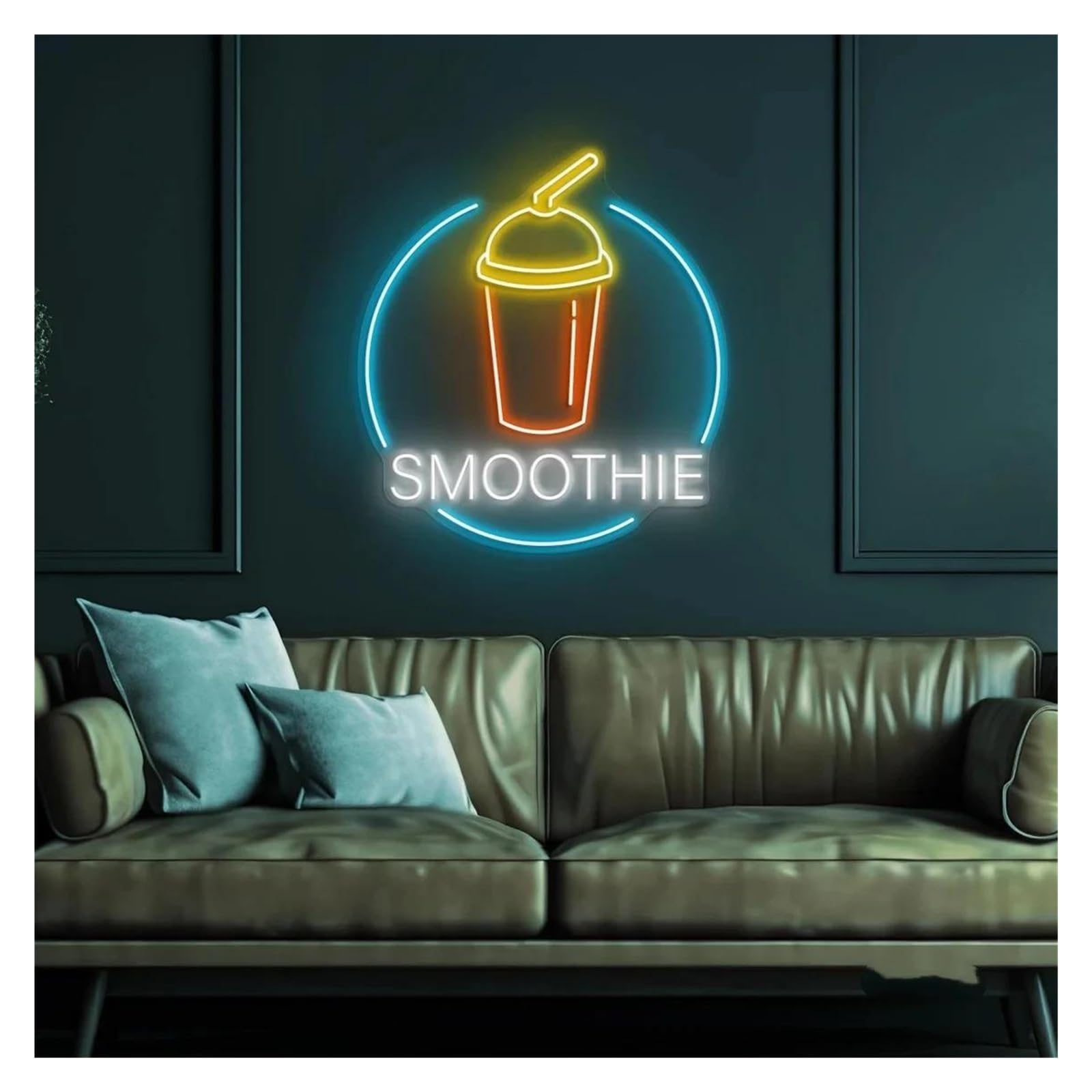 RONGCH Hanging Art Neon Signs Smoothie Neon Sign for Drink Corner Juice Shop Wall Art Decor Business Window Display USB Powered Dimmable 40cm(B)