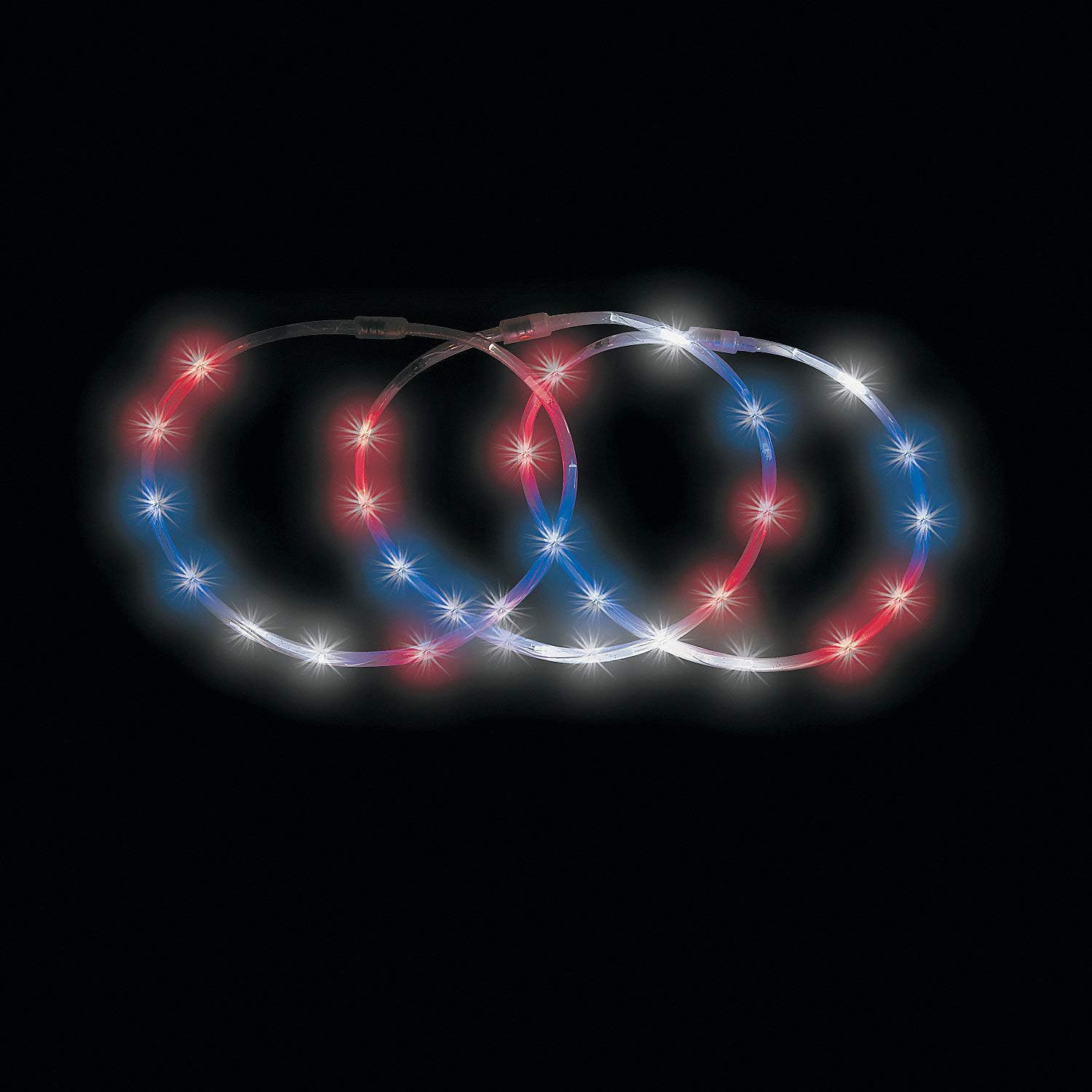 Fun Express USA Patriotic LED Chasing Light Necklaces - Set of 6 - Fourth of July Jewelry Party Supplies : Toys & Games