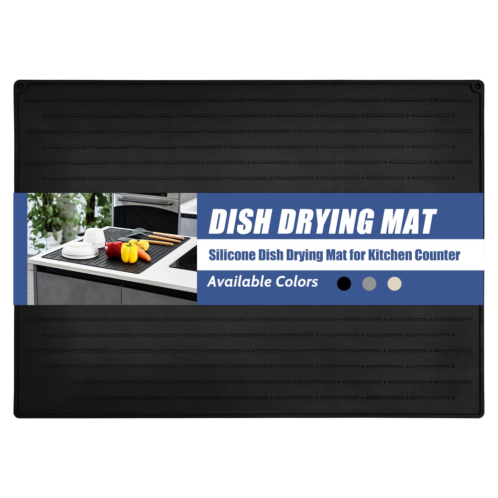 KitchenRaku Dish Drying Mat, Silicone Draining Board Mat - Image 2