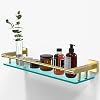 Glass Shelf for Bathroom 20 Inch Bathroom Shelves with Towel Bar, Tempered Glass Shelves with Stainless Steel Towel Holder for Wall Shelf Sink Over Toilet (Brushed Gold Finish)