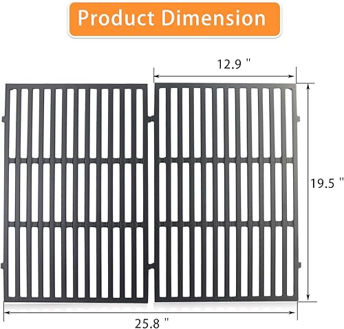 Miniatura 2 de Zemibi 7524 Rejillas de cocina para Weber Genesis 300 Series, rejillas de hierro fundido esmaltado de porcelana de 19.5 pulgadas para E310 E320 E330