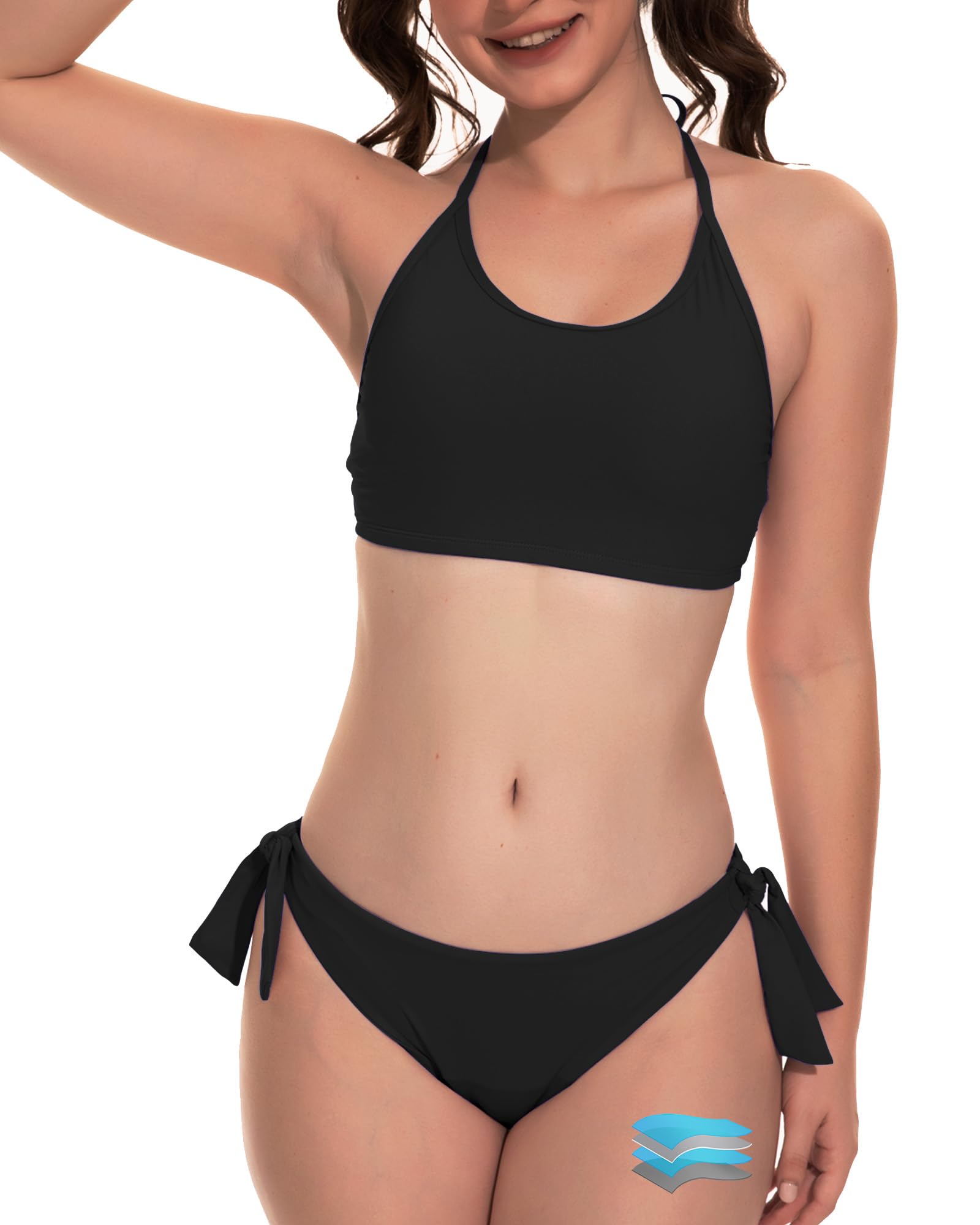 Photo 1 of Beautikini Period Swimwear Halter Bikini Set XXS Black