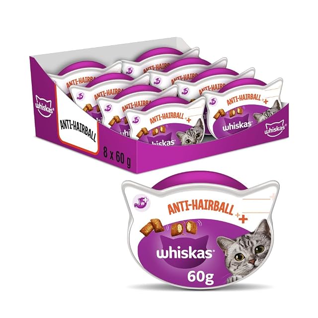 Whiskas Anti-Hairball para evitar las Bolas de Pelo en Gatos (Pack de 8 x 60g)