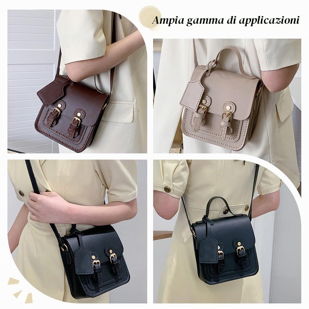 WADORN Kit per La Realizzazione di Borse A Tracolla In Pelle Fai-Da-Te, Borsa A Tracolla In Pelle PU Materiali per Modelli di Cucito Kit Artigianale Borsa per Donna Artigianale, 17x16x7 cm (Albicocca)