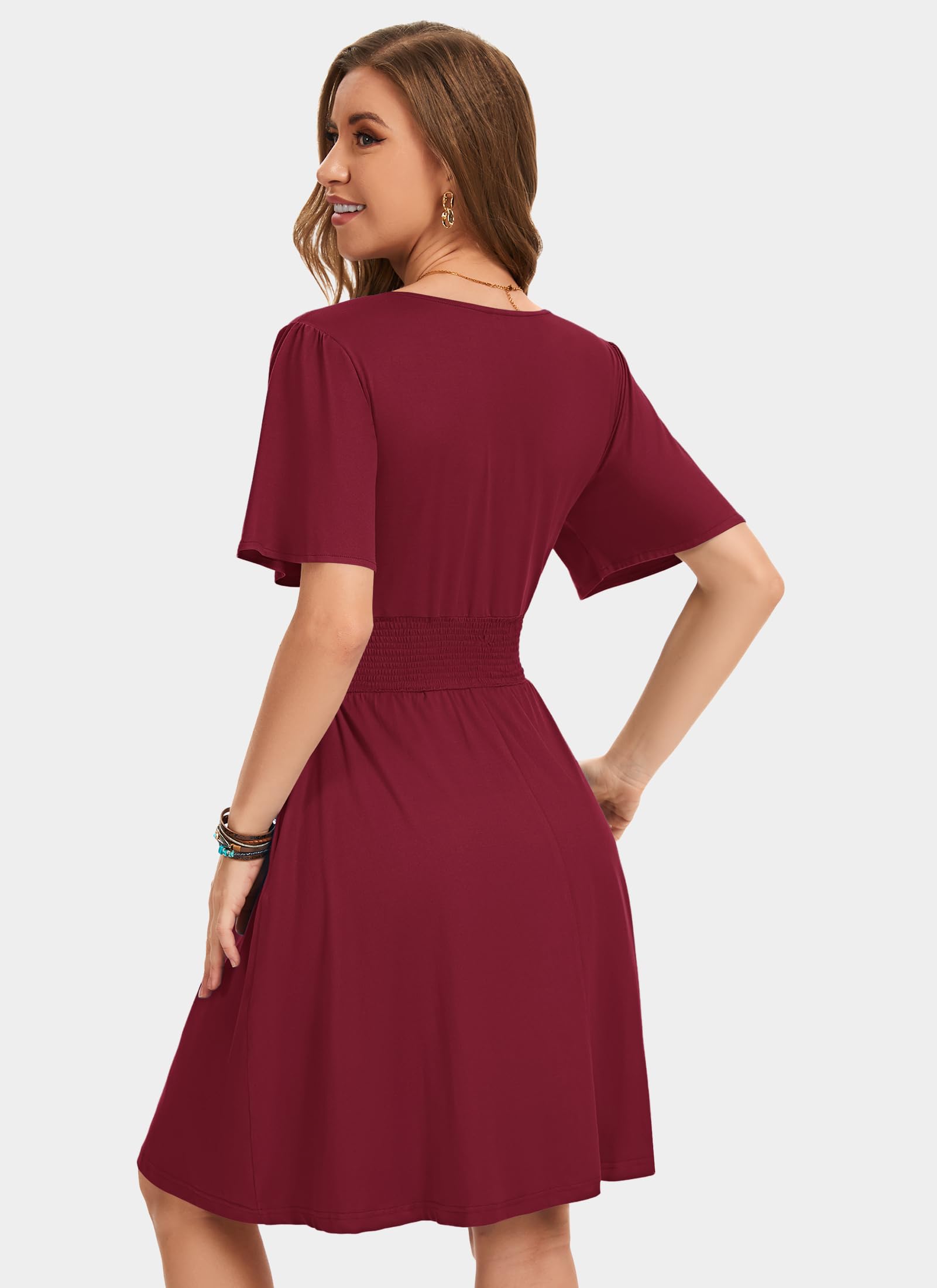 WNEEDU Robe Femme Chic et Elegant V Taille Empire
