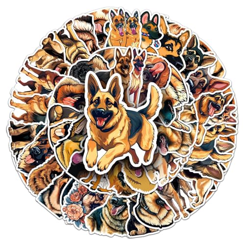 50Pcs German Shepherd Dog Stickers, Kids Teens Adults Dog Vinyl Laptops Decals for Water Bottle Luggage Phone Skateboard, Durable Decorate Bumper Mini Stickers (50Pcs German Shepherd Dog) - Image 6