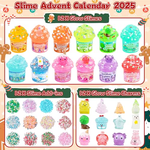 Slime Advent Calendar 2025, Christmas Countdown Calendar, 24 Days of Surprises with Glow-in-The-Dark Slime Kit, Halloween Toy for Kids Toddlers Teens Girls Boys by Okaybee - Image 2