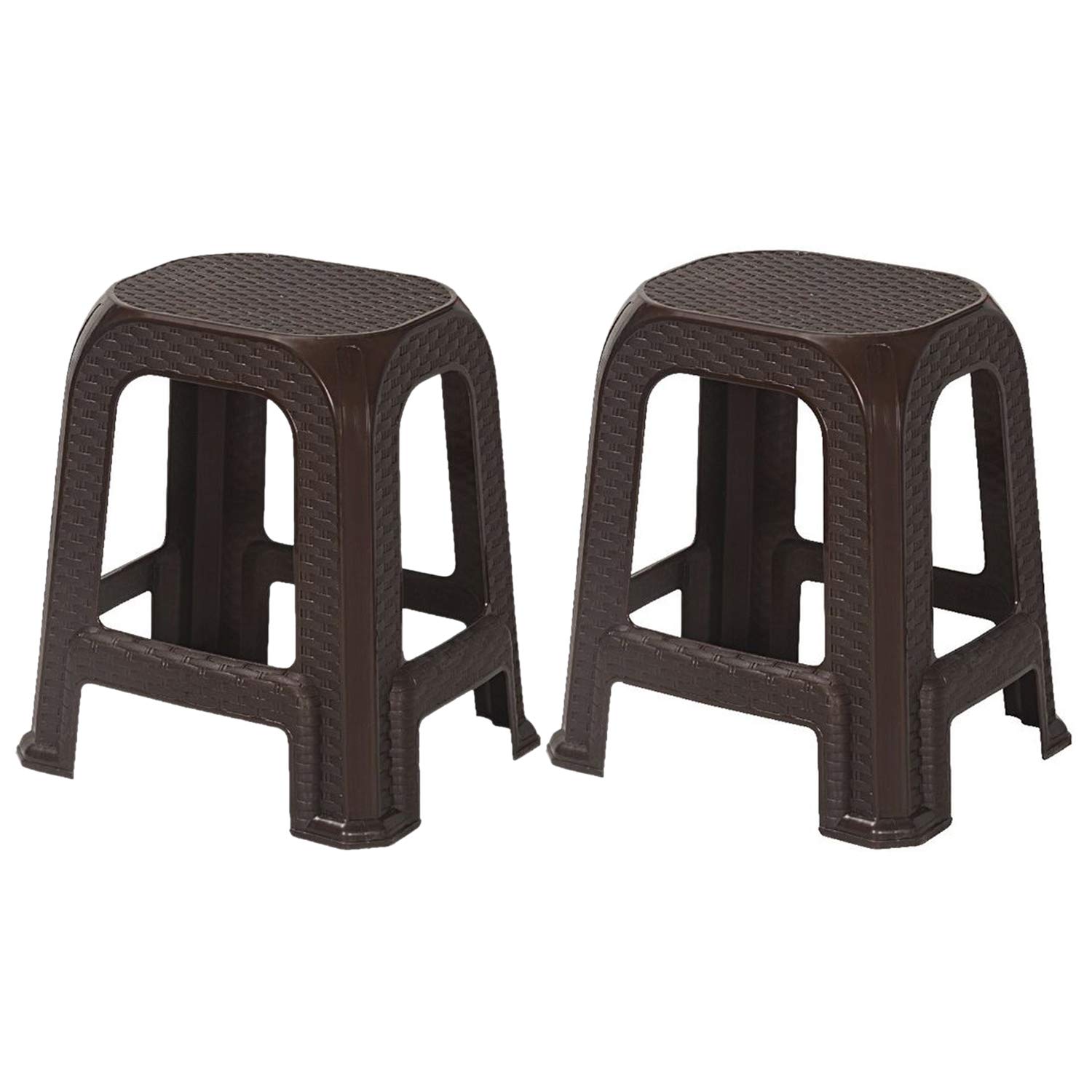 Nilkamal Plastic Stool, Set of 2 - Season Rust Brown