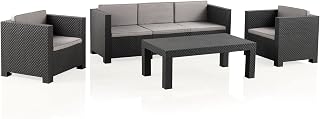 SP Berner Shaf - Diva Tropea | Set Muebles de Salon Exterior - Conjunto Muebles Jardin Exterior 5 Plazas | Fabricado en España con Materiales Reciclados - Color Grafito