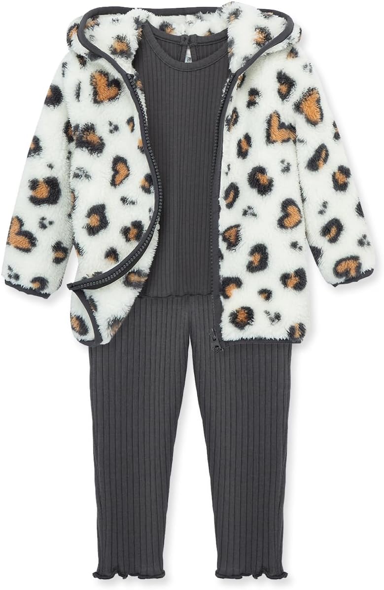 Little Me Baby Clothes for Baby Boy's and Girl's 3-Piece Sherpa Set, Jacket, Shirt and Pant Sets