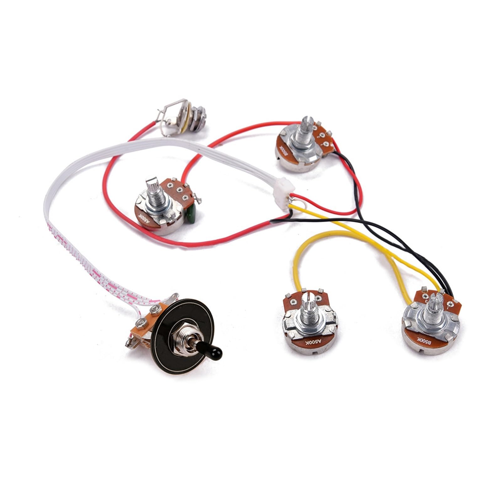 Potenciómetro 2V2T Varilla Larga Bk Pad Cap Arnés De Cableado Accesorios Para Instrumentos Musicales | Arnés de guitarra