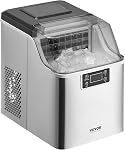 VEVOR Machine à glace de comptoir, 24 Cubes prêts en 15 Mins, 45lbs dans 24Hrs, Machine à glace portable auto-nettoyante avec scoop et panier à glace, machine à glace avec 3 Tailles Ice Cube pour Home Cuisine Bureau Party