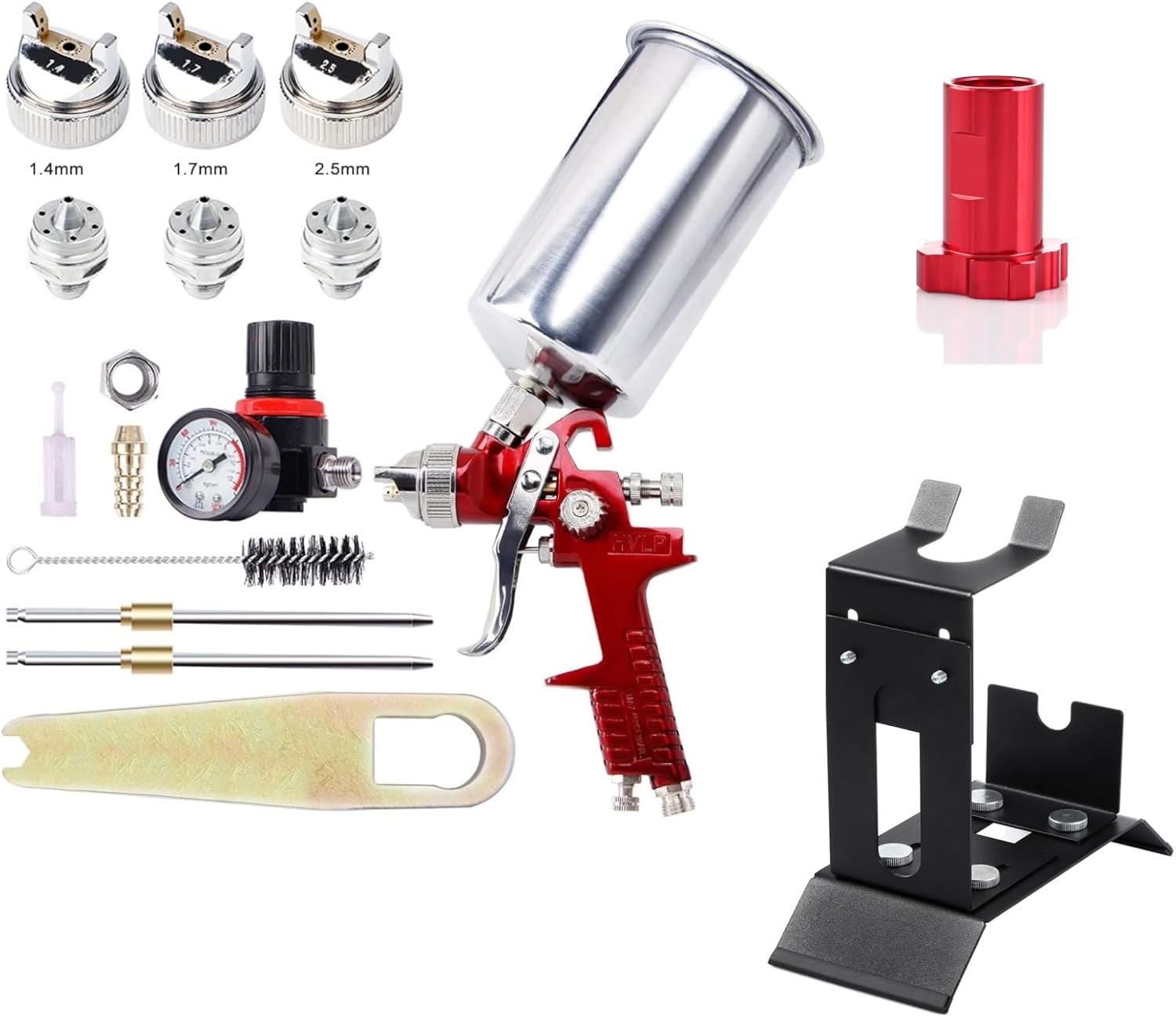 Amazon.com: HVLP Spray Gun and Spray Gun Holder Stand and Spray Gun Cup ...