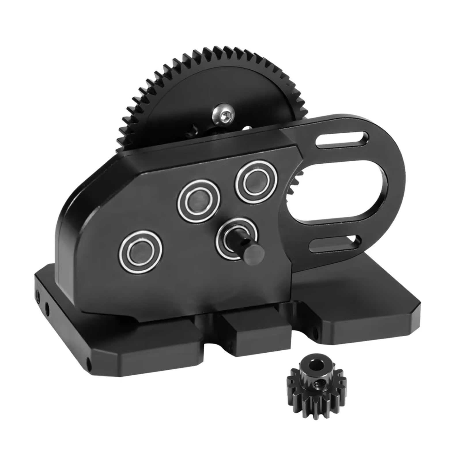 RC Car Accessories for SCX10 for Capra for LCG for Chassis 1/10 DIY Aluminum 2Low Transmission 30% Overdrive Gearbox with Delrin Skid Spur Gear RC Crawler Rigs(Black)