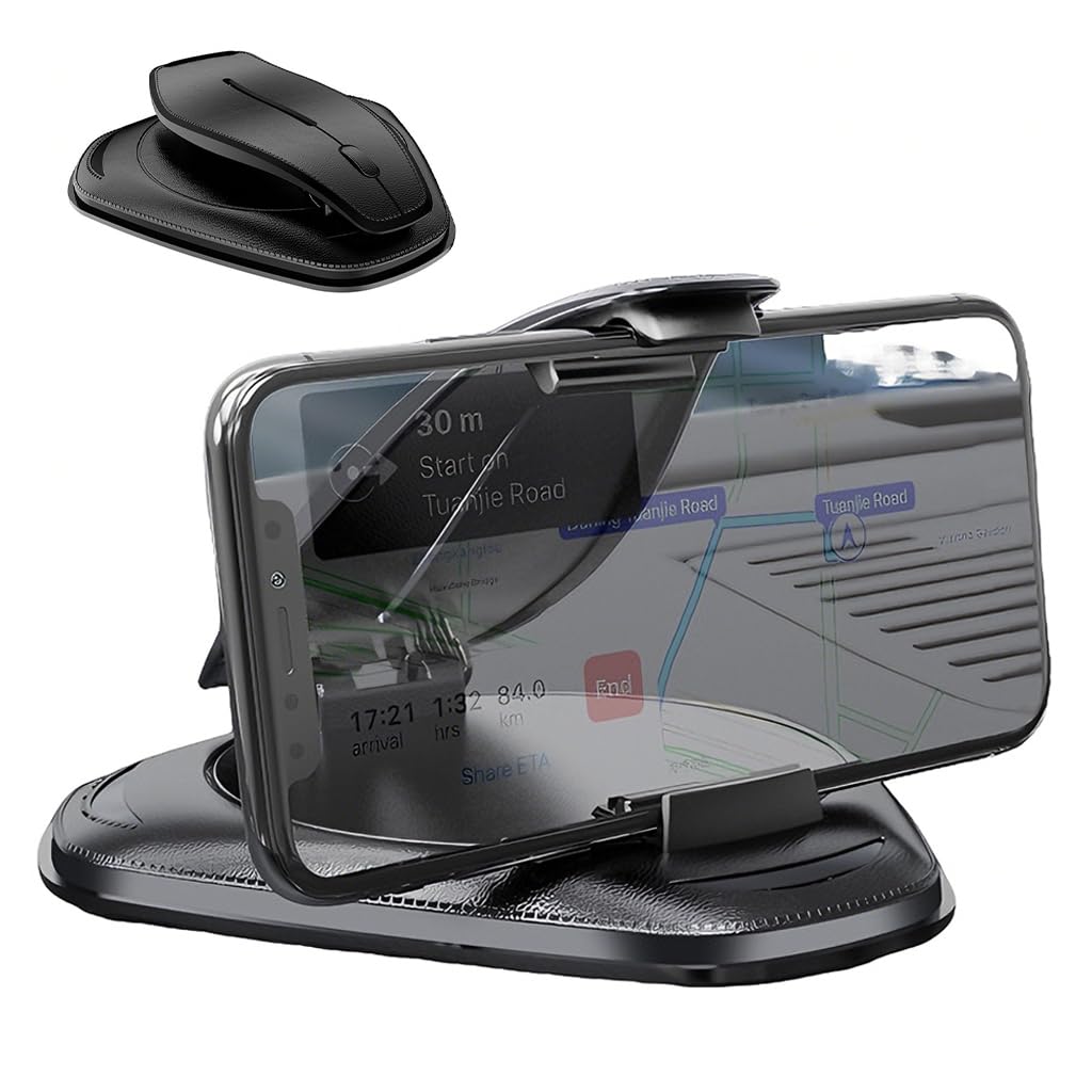 Stick-On Car Dashboard Phone Holder Clip, Universal Adjustable Car Phone Mount with Padded Grip Clamps, Hands-Free Phone Stand for Dashboard, Multi-Angle Cell Phone Holder for GPS, Calls-image-10