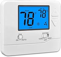 Suuwer S701 Non-Programmable Thermostat for Home - 1 Heat/1 Cool Single-Stage Systems, Blue Backlit Display, Easy Install