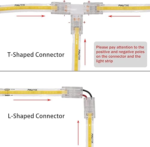 Miniatura 7 de PAUTIX COB - Tira de luces LED de 3000 K, 24 pies regulables DC24V blanco cálido, kit de luces de cinta de alto lumen con control remoto RF y fuente