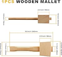 Vista 3 de Hordion 1 martillo de madera de 9.6 pulgadas, martillo de hielo resistente, talla de mazo de haya, herramienta de mano de madera de haya maciza