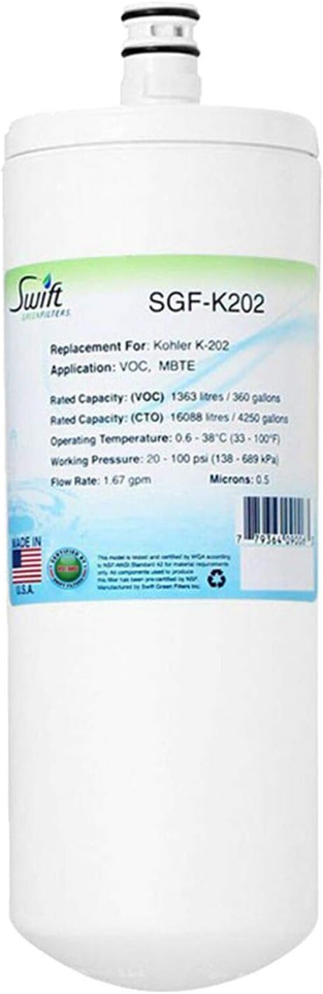 Swift Green Filters SGF-K202 Compatible Commercial Water Filter for Kohler K202 , Made in USA,(Pack of 1)