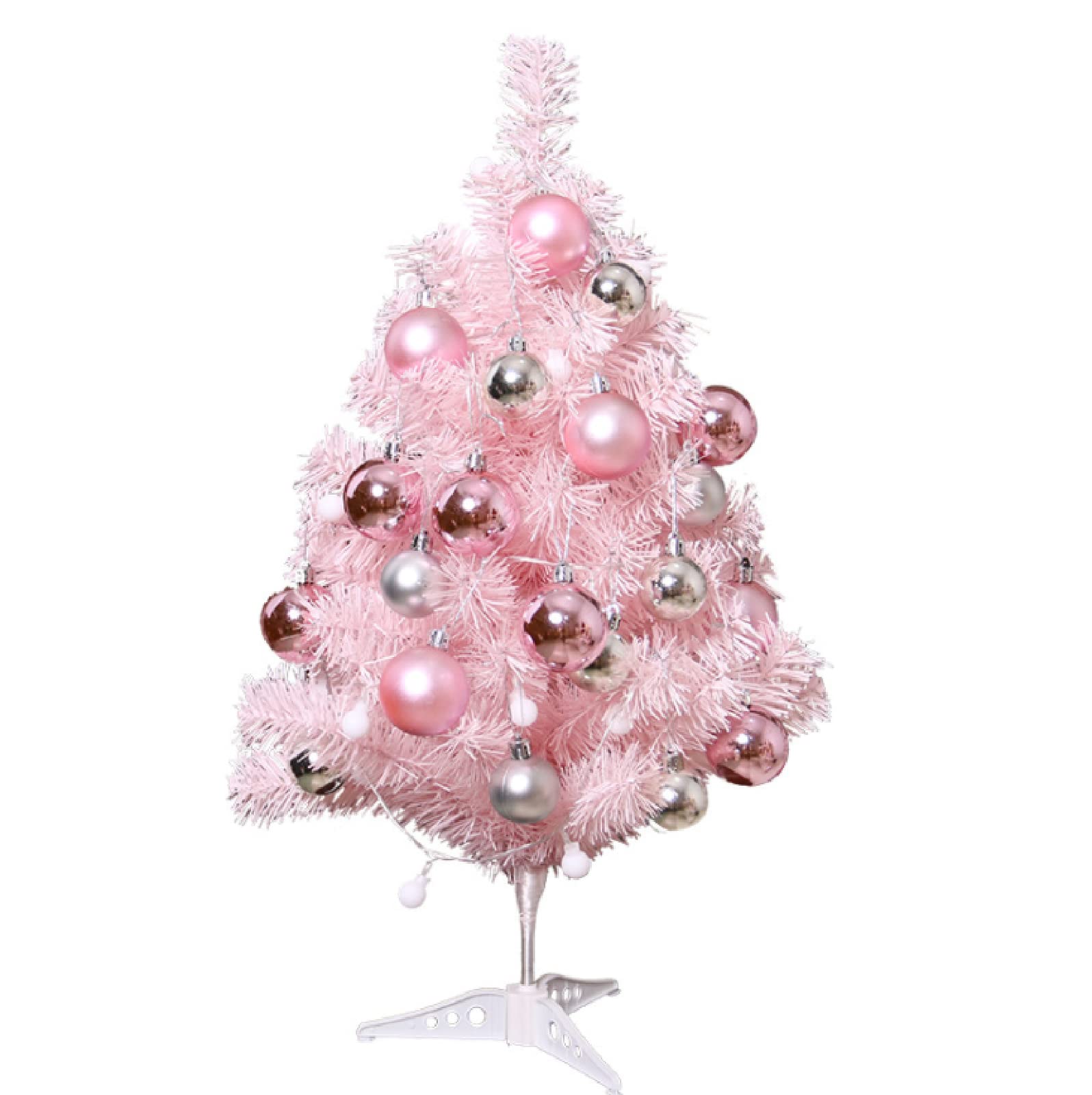 Albero di Natale Pino Ecologico e Ignifugo,Super Folto Abete Natale Artificiale,Piccolo Albero di Natale Rosa, Mini Decorazione da Tavolo,Rosa,60CM
