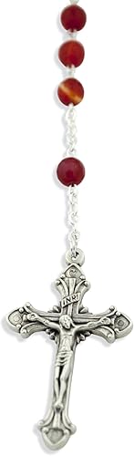 Vista 4 de Venerare Hermoso rosario católico italiano con cuentas de vidrio