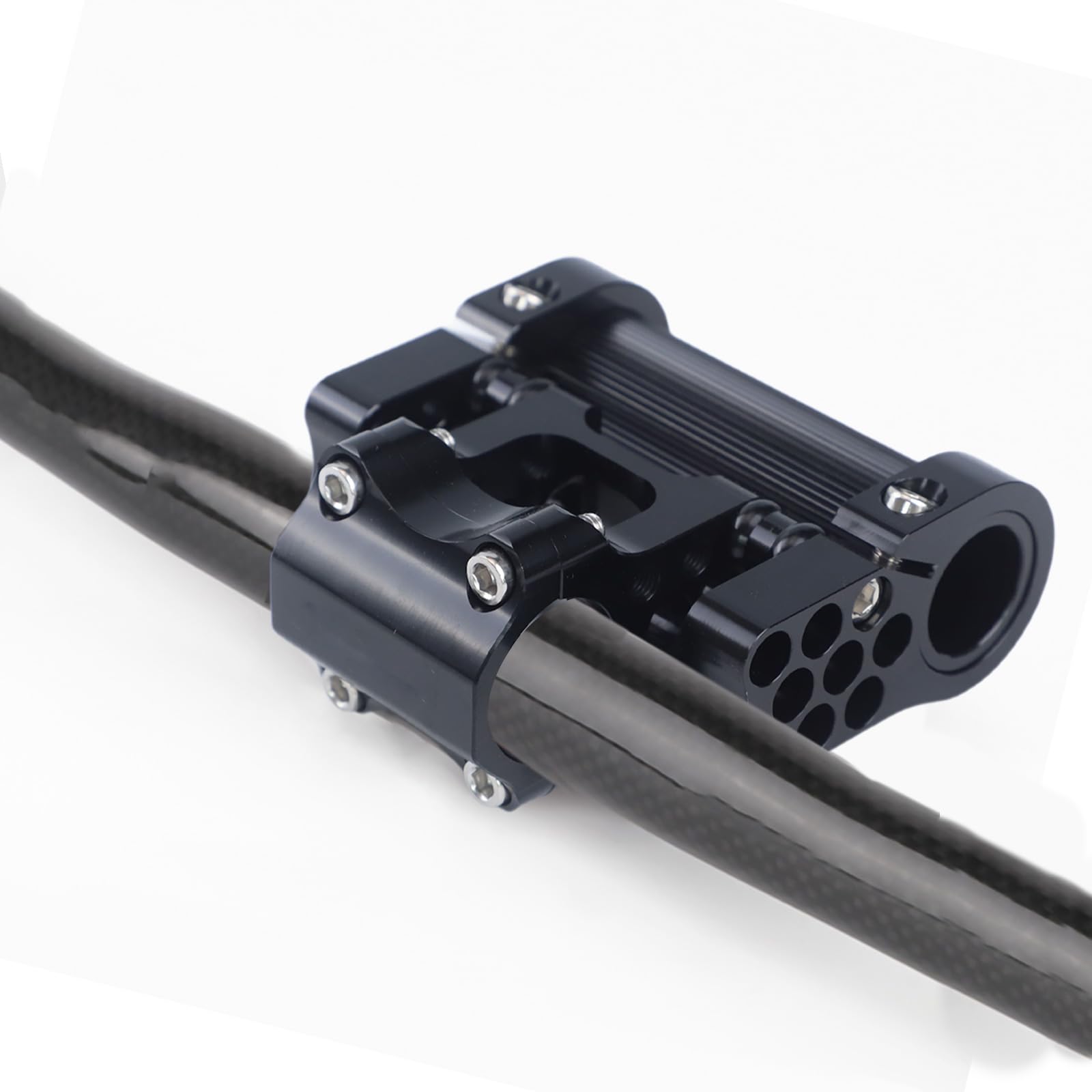 Attacco poroso pieghevole in lega di alluminio, doppio stelo regolabile per manubrio da 25,4 mm, design cavo ultraleggero, per pendolarismo e viaggi, colore nero