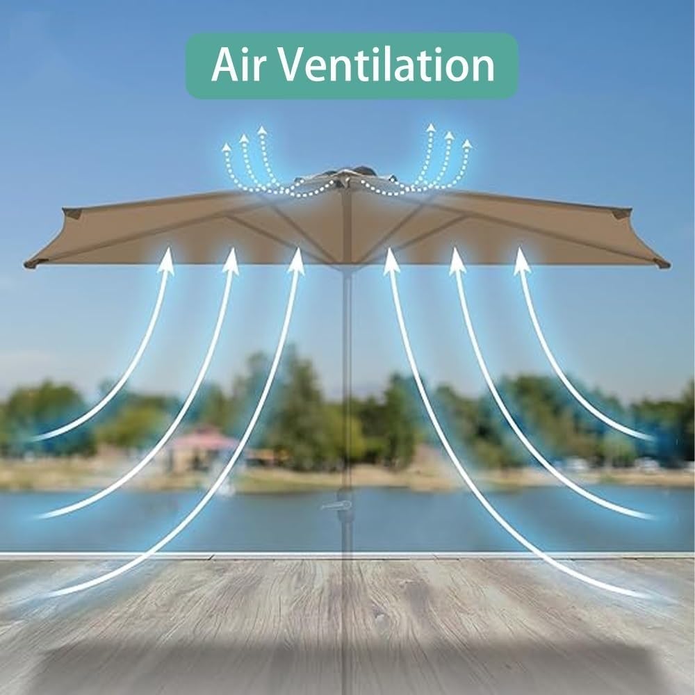 Housse De Remplacement Pour Parasol 300cm 5 Baleines - Demi-cercle - Plusieurs Couleurs - Pour Terrasse, Jardin, Marché