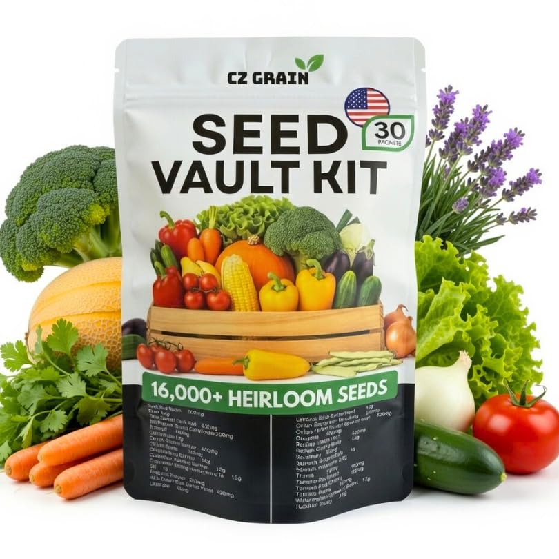 Seed Vault Kit 30 Variety Heirloom Garden Seed Packets 16 000+ Non-GMO Seeds for Planting Survival Garden Starter Set 30 Plant Markers Included