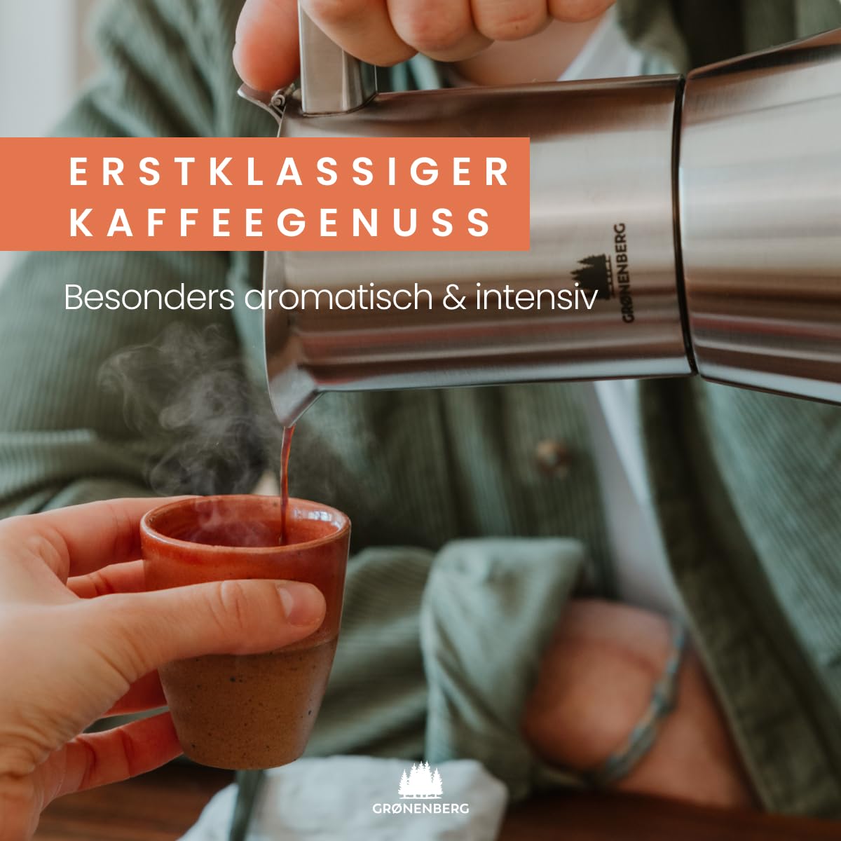 Groenenberg Espressokocher Induktion 4 o. 6 Tassen Espresso I Mokkakanne aus hochwertigem Edelstahl I Espressokanne mit Ersatzdichtung & Reduziersieb