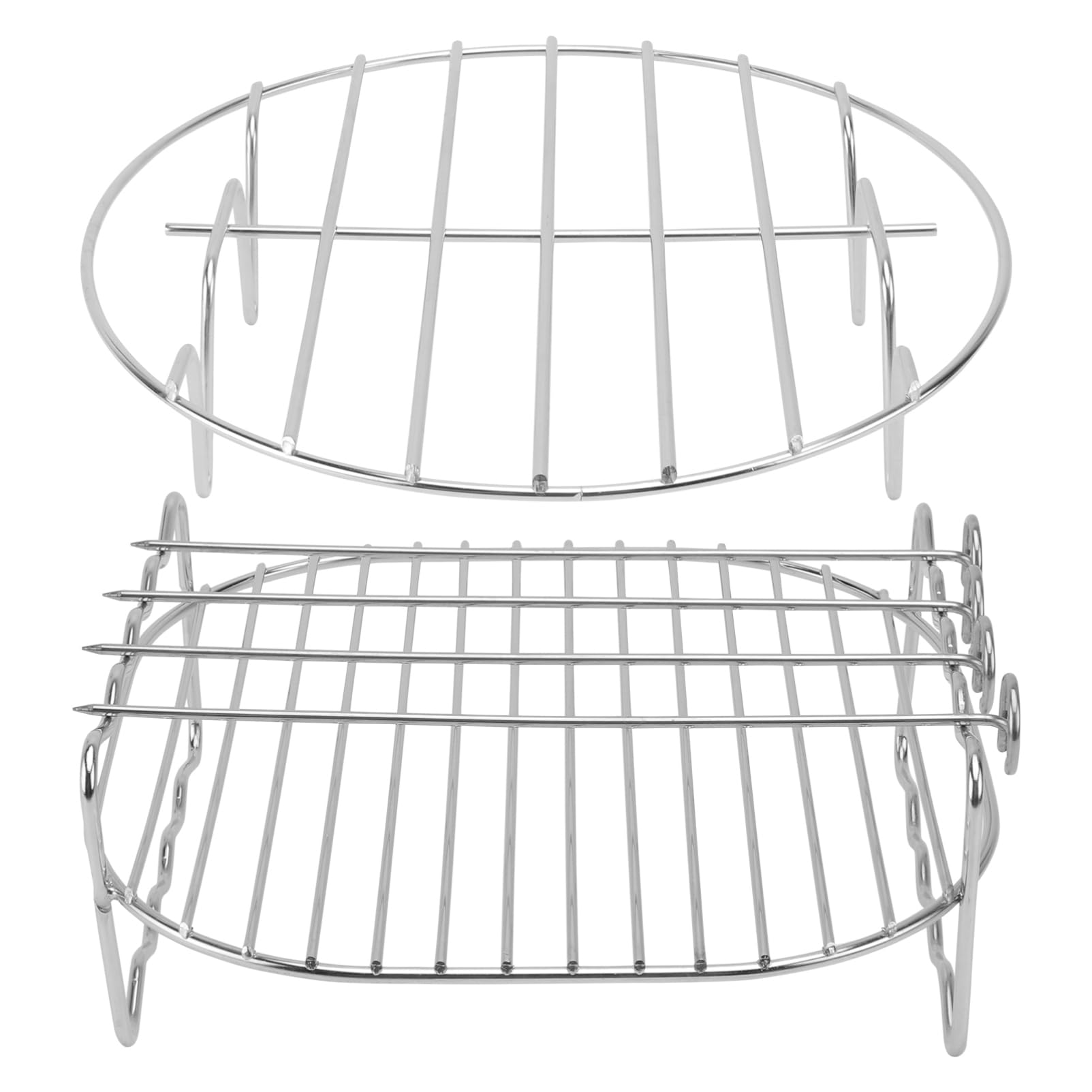 HOLIDYOYO 1 Set Air Fryer Grill Barbecue Skewer Rack Air Fryer Holder Double Layer Grilling Rack Barbecue Rack Steaming Rack Barbecue Supplies Grilling Holder Silver Stainless Steel